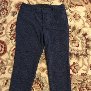 Blue/black leopard print ankle crop pants
